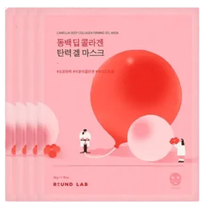 Набор масок укрепляющих гидрогелевых масок с камелией Round Lab Camellia Deep Collagen Firming Gel Mask (4x34г)